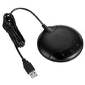 Black USB condenser microphone measuring 9x9x1.7cm with capacitive interface