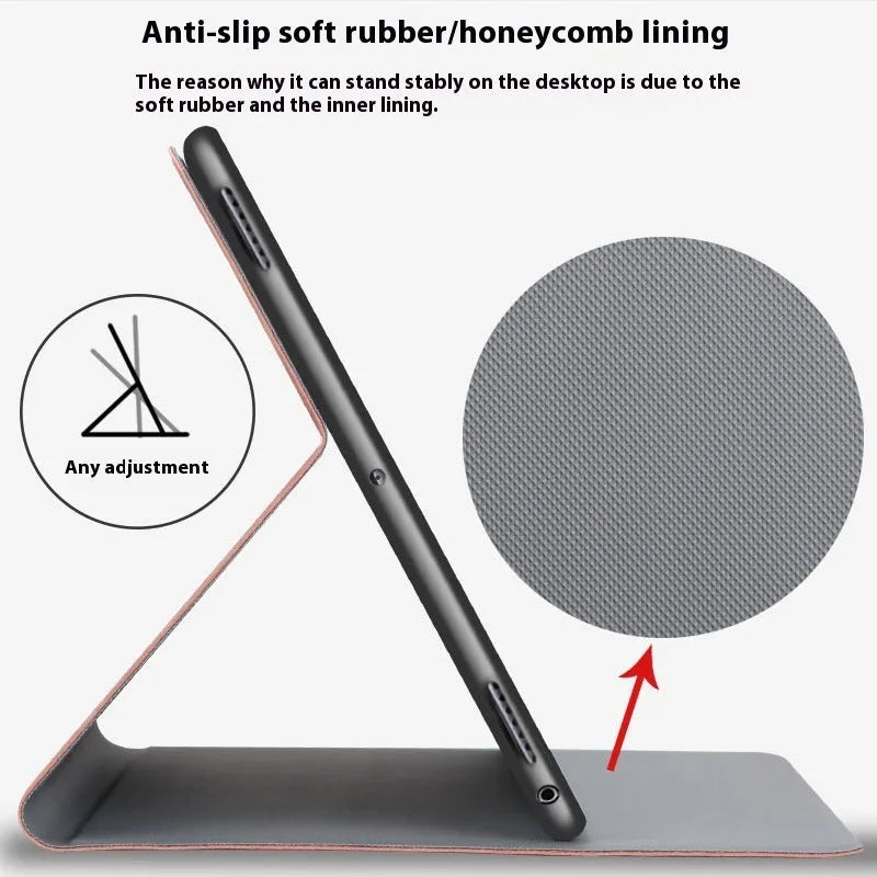 Soft TPU leather clamshell protective case for iPad shown in Black Elk colour, closed.