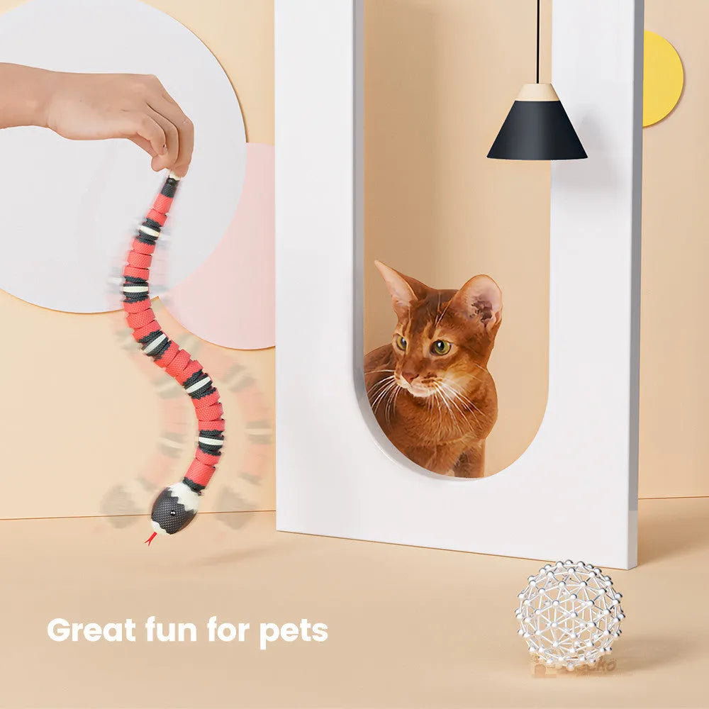 Tricky interactive sleeping electric induction snake toy 40cm plastic realistic prank joke