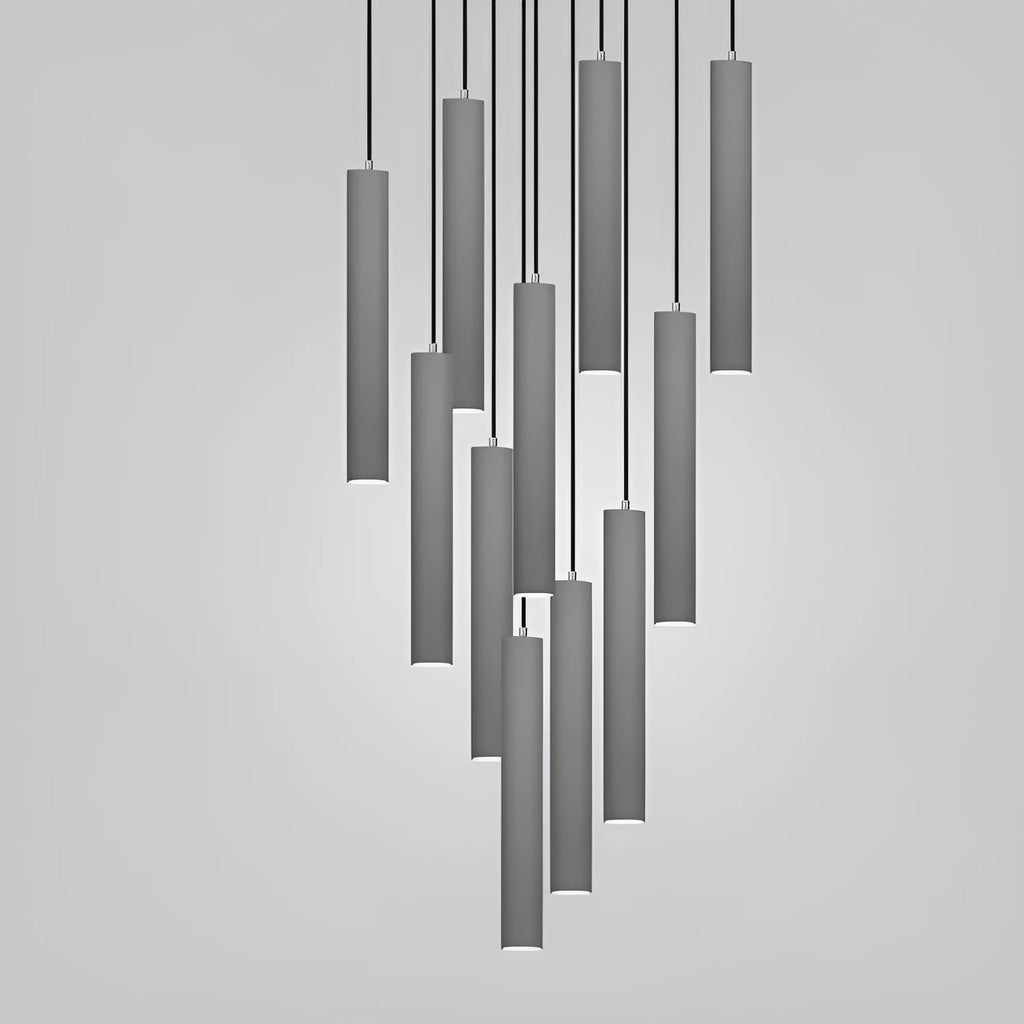 Concrete stick light with adjustable marble chandelier in glossy or stomata finishes