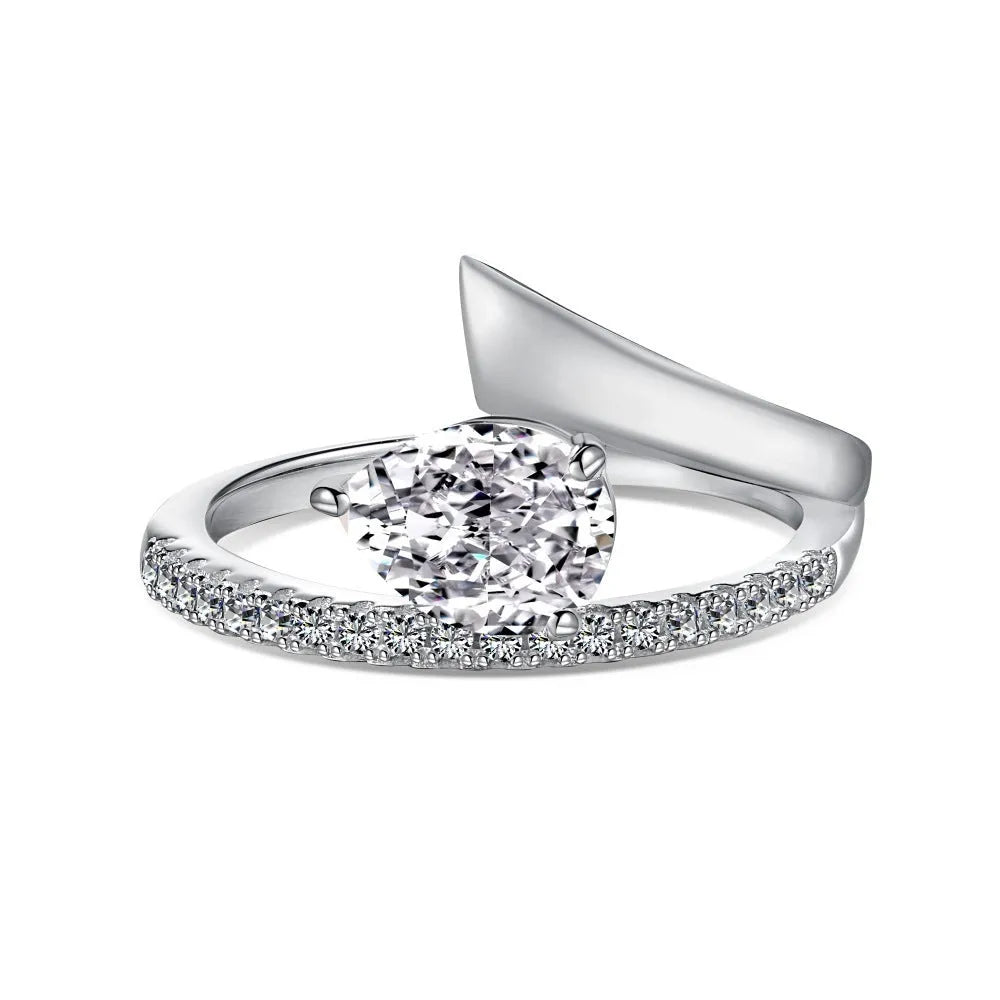 Women's silver water drop ring with electroplating and geometric teardrop design, shown in a listed colour option