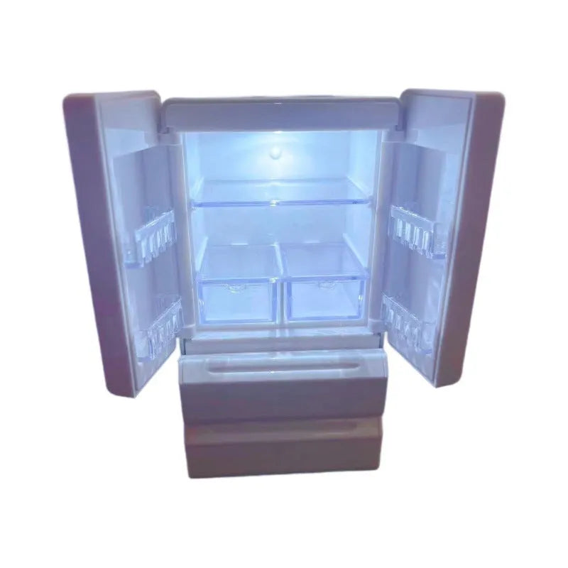 Small white plastic miniature model with internal LED light on, showing dimensions of 11.4cm height.