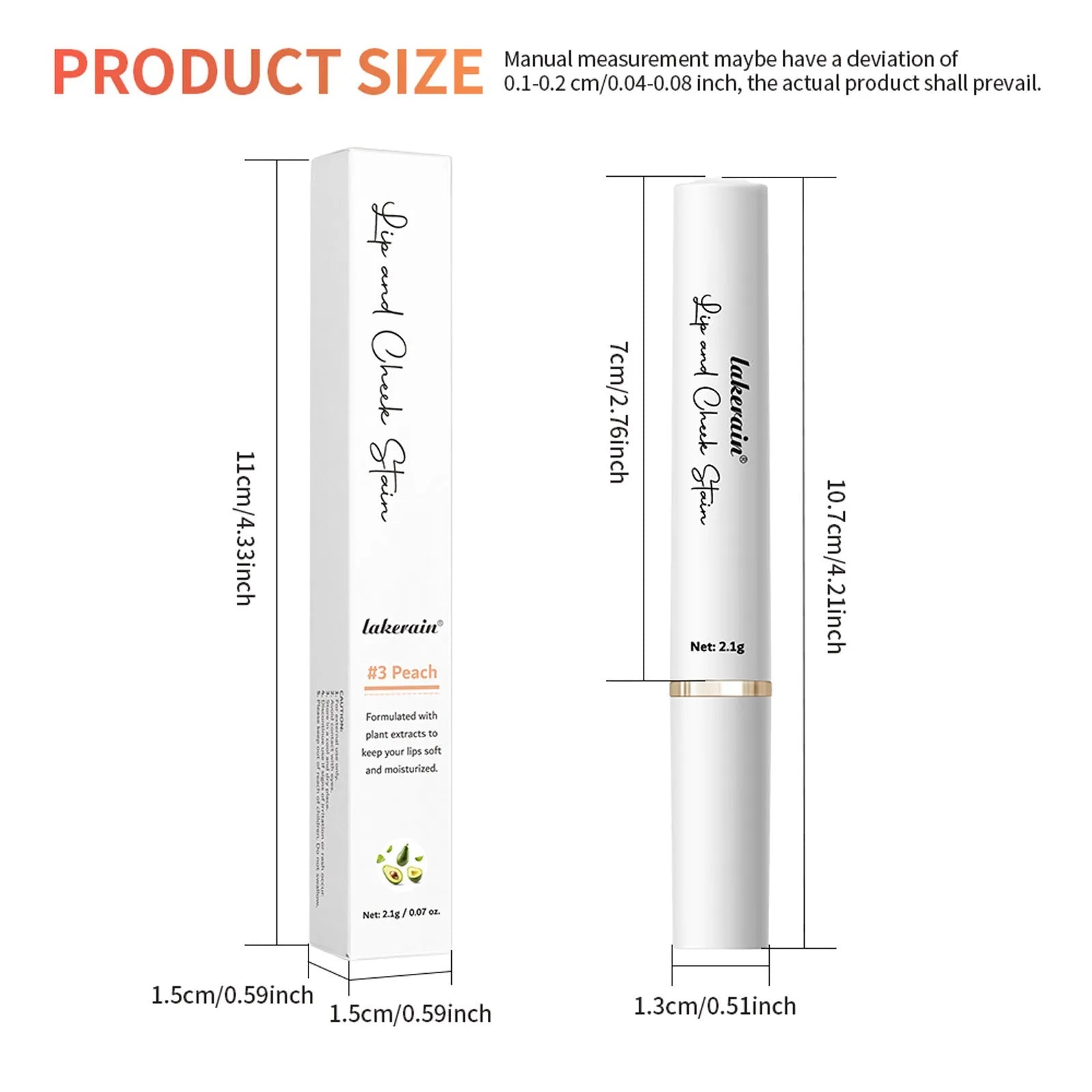 Dual-purpose lip and cheek temperature change lipstick in 3.5g stick format with moisturising and nourishing formula