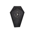 Gothic coffin wall clock, wooden shell and dial, 23x32cm, battery quartz movement, classical dark style