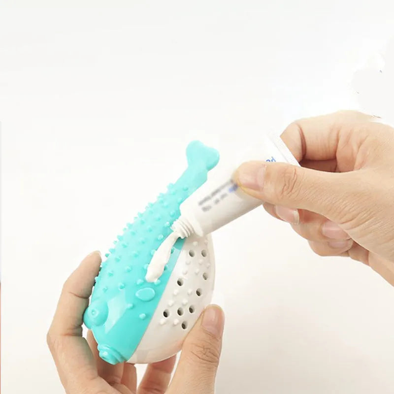 Silicone fish-shaped cat chew toy in selected colour with textured surface for dental cleaning and grabing play