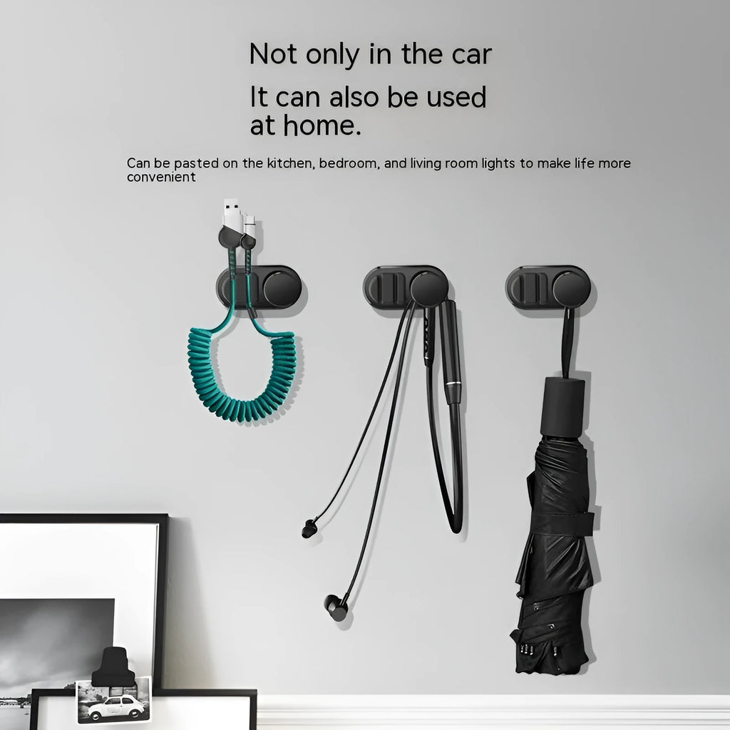 Dark green ABS silicone car cable storage hook measuring 52mm for organising charging cables