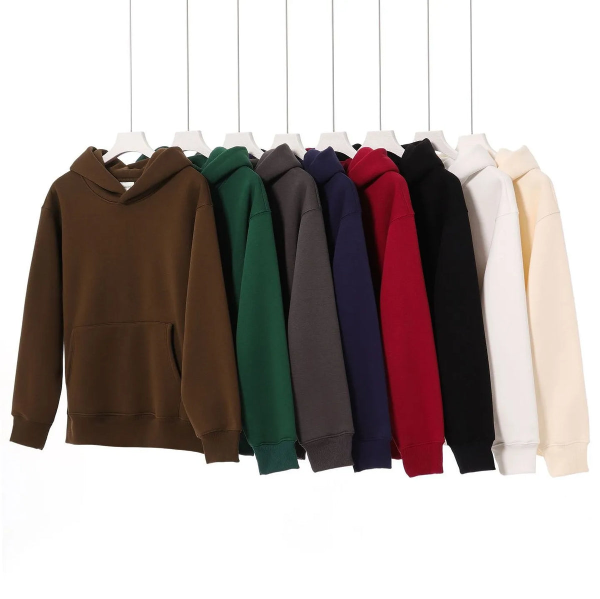 Women's loose drop-shoulder polar fleece hoodie in cotton, nine colours, sizes XS to 5XL