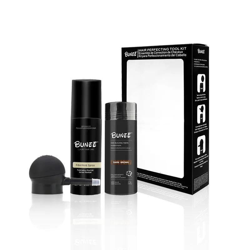 Hair fibre powder 275g three-piece styling set with dense fibre, special nozzle and shaping spray