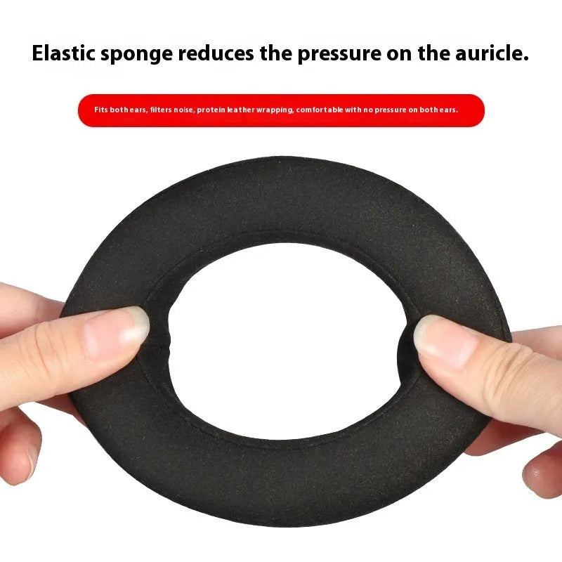 Genuine leather ear pad cover for Focal Clear Mg Pro headphones in black with single buckle design