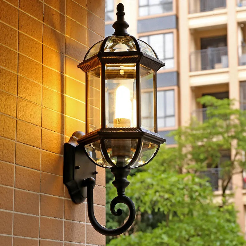 Gold and black outdoor aluminium waterproof wall lamp for courtyard decoration.
