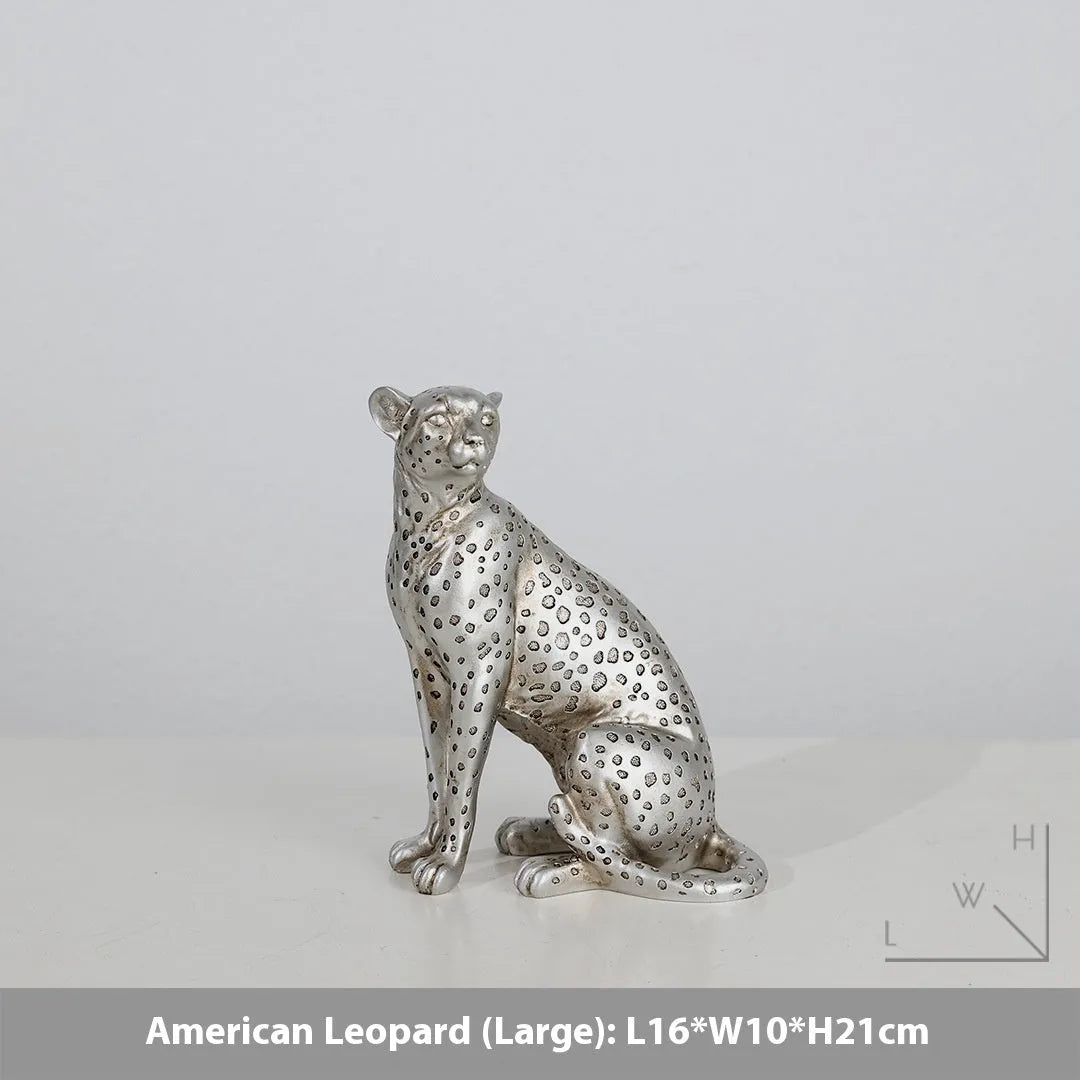Modern leopard resin ornament decoration in American leopard colour with large, small, and walking posture options