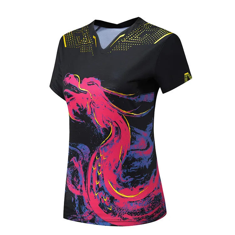 Aolong dot-print quick-dry badminton suit set for men women children polyester spandex