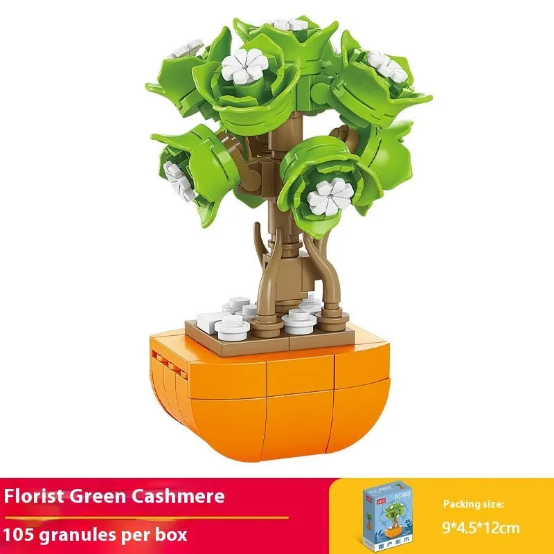 Plastic building blocks flower pot model assembly toy for teenagers