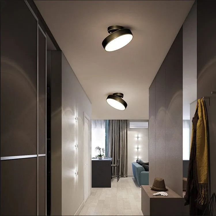 Creative round pure copper ceiling lamp in modern simplicity style, available in 15-30cm sizes with black or copper finish