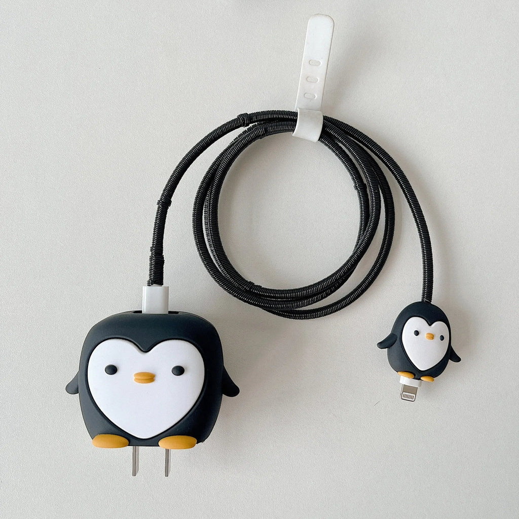Silicone USB charger protective cover 4-piece set for Apple 18W 20W in cartoon designs