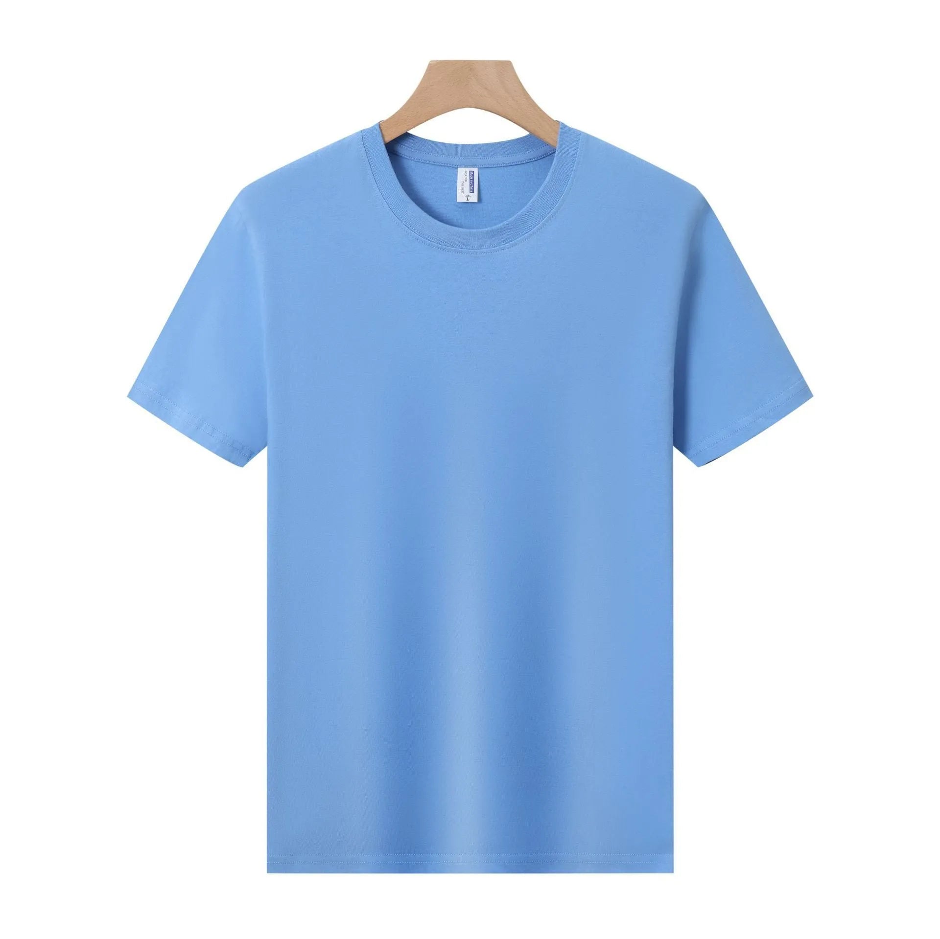 A loose-fit, thick cotton T-shirt in a solid colour, shown on a hanger.