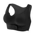 Women's front buckle exercise bra with back shaping in nylon fabric