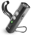 Black high power portable ultrasonic dog repellent device with hanging rope, effective up to 10 metres