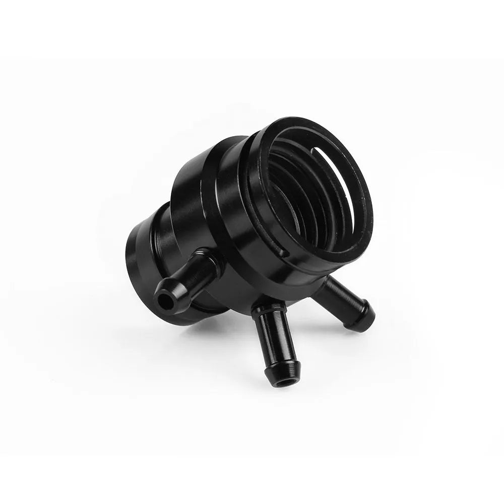 Black and titanium coloured ABS plastic vacuum adapter tee kit for second generation engines