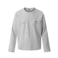 Man wearing a loose-fit black cotton pullover sweatshirt with long sleeves in a retro style.