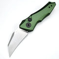 Outdoor folding knife with pocket clip, shown closed, in black, grey, and green colour options.