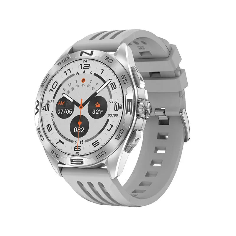 Black smartwatch on wrist showing heart rate and WhatsApp notification on its 1.8-inch screen
