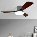 Solid wood Nordic LED ceiling fan lamp with remote control, 42-inch, black colour option