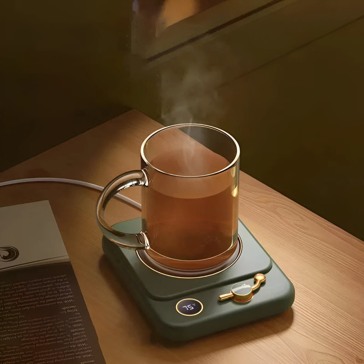 K22 constant warm coaster, 25W AC desktop warming pad for hot drinks, white pink or green colour