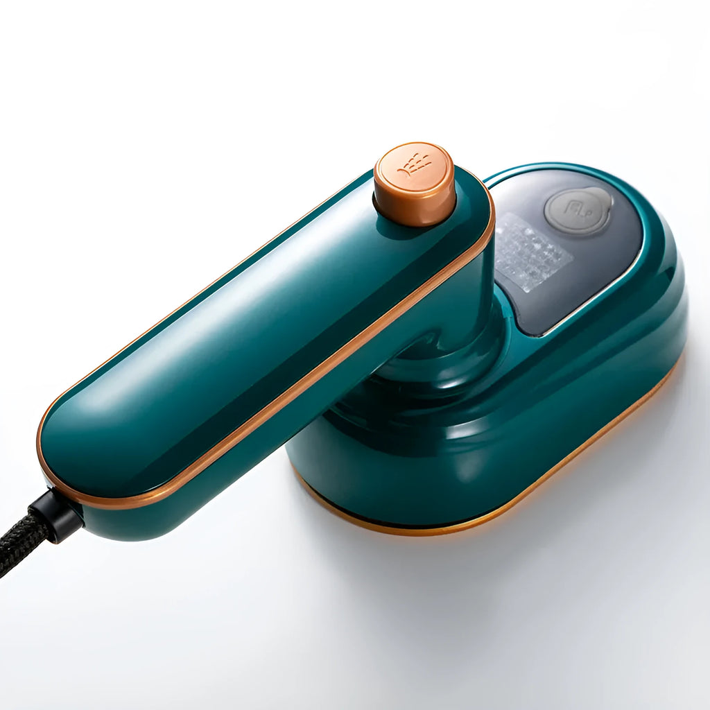 Mini water spray ironing machine folding travel portable electric iron in dark green and white