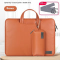 Black PU leather laptop bag with a removable power bank for 13-16 inch notebooks