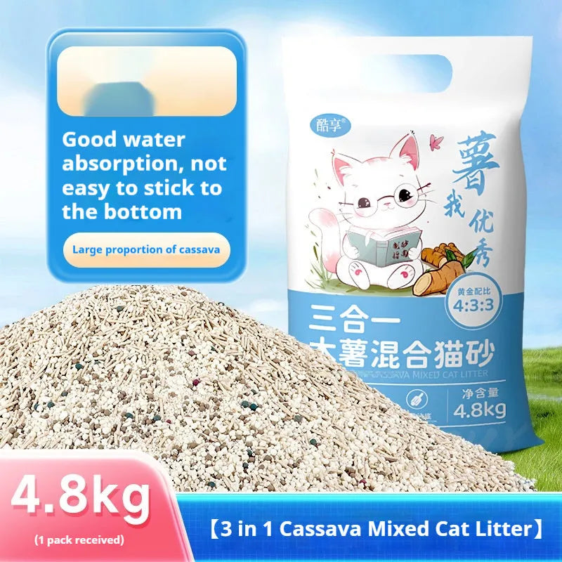 10kg mixed bitter cassava cat litter with bentonite, deodorant and dust-free plant sand litter