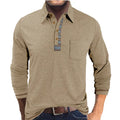 Men's button-down collar long sleeve polo shirt in blue, regular fit, rayon fabric, 210g colour cotton frame