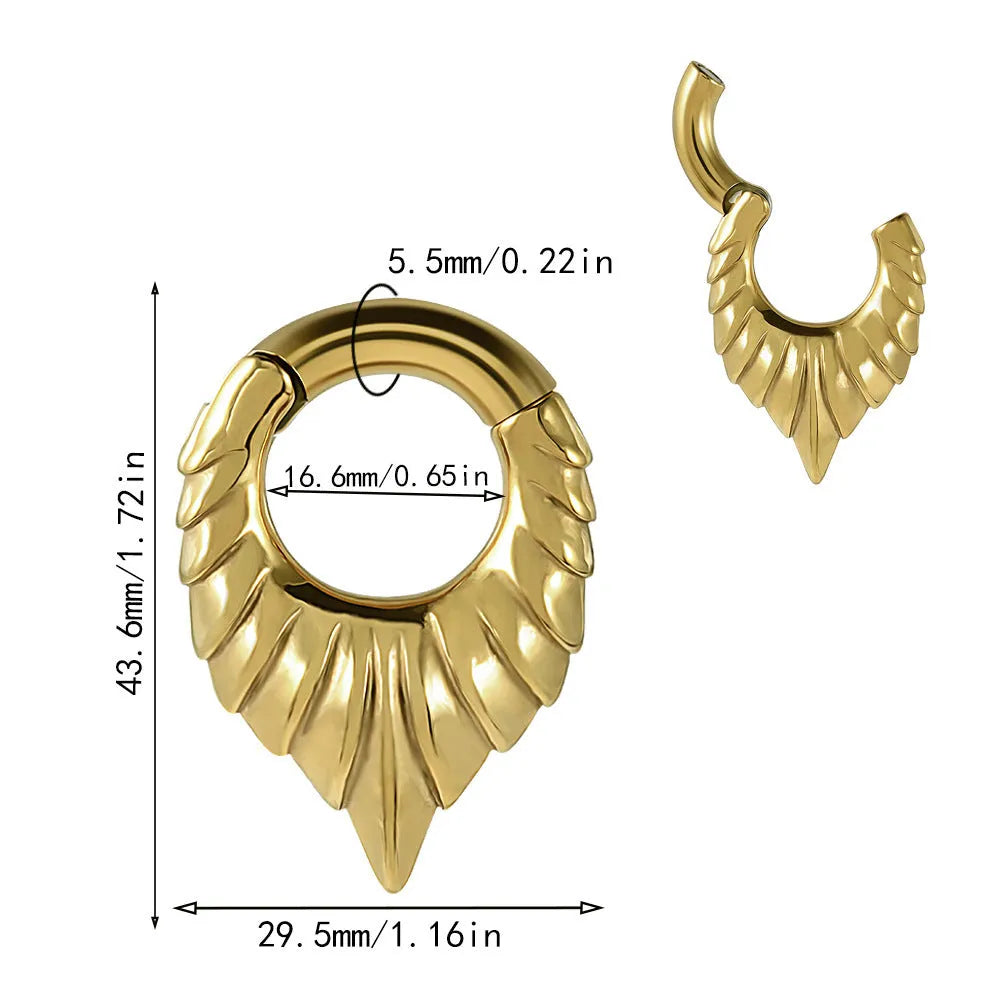 Stainless steel drop-shaped auricle ear extender with totem design for cartilage piercing