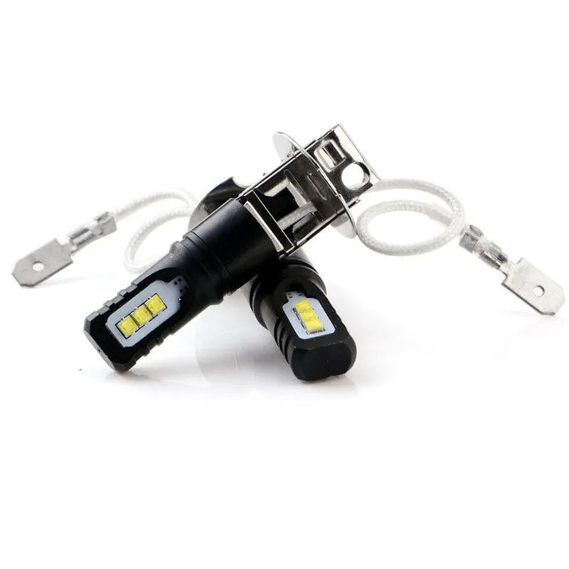 Single aluminium alloy car fog light bulb with H1/H3 fittings and white light glass
