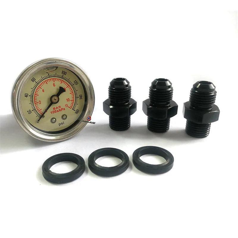 Black aluminium fuel pressure regulator with adjustment ports for 30-70psi range
