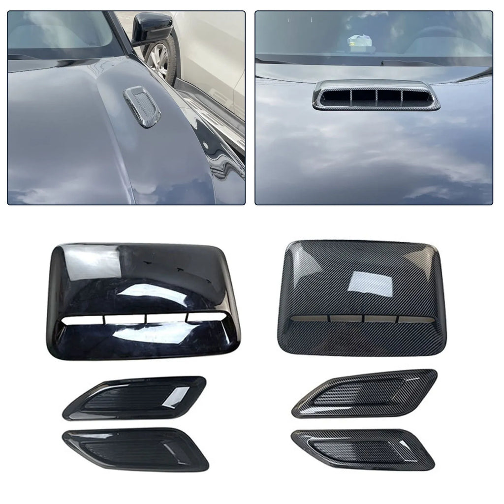 ABS car airscoop shroud set showing engine cover and side vent pieces in black finish