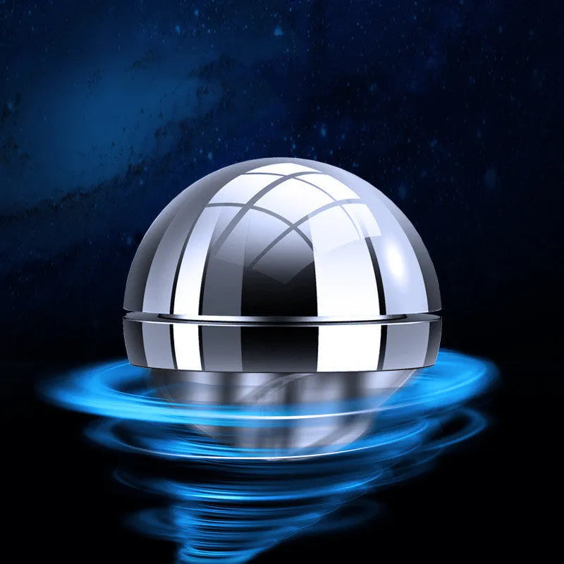 Planet-shaped car aromatherapy diffuser in gun black finish with ABS vacuum plating and two fragrance oil bottles