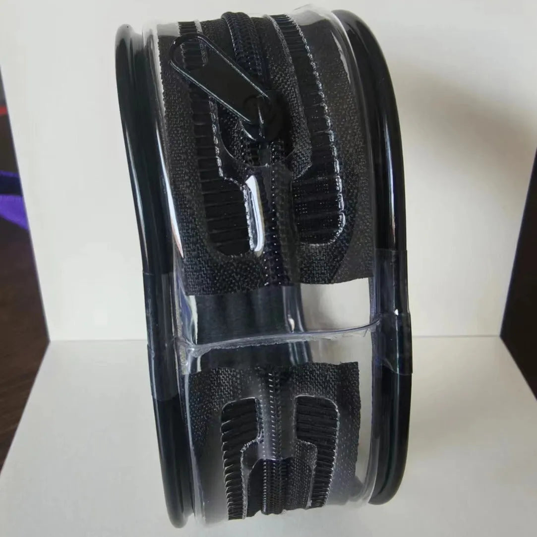 Transparent PVC data cable storage bag for digital chargers, black version with thick hook