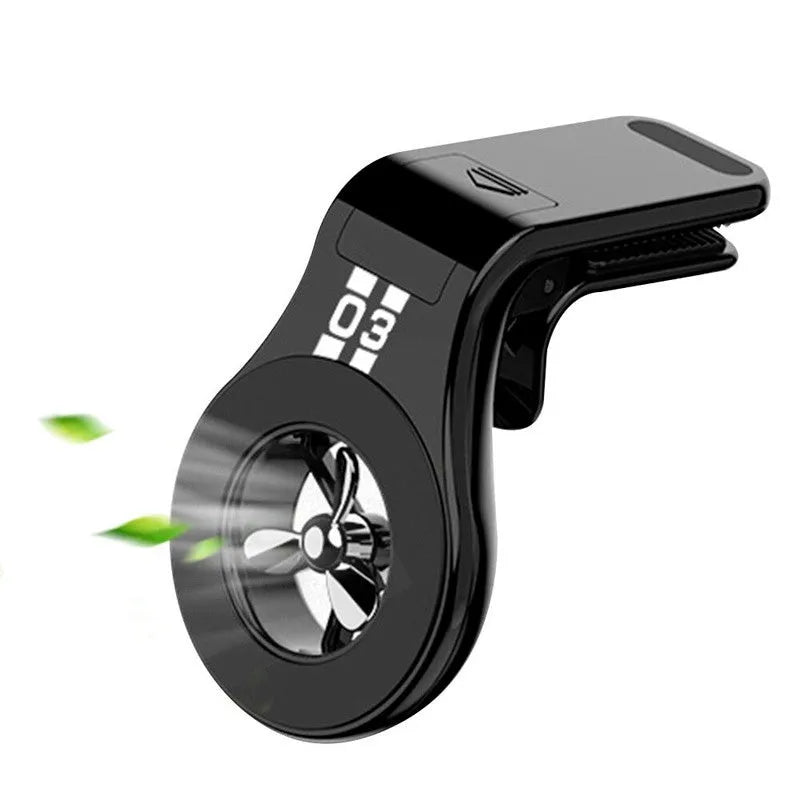 Magnetic car phone holder mounted on vehicle air vent with smartphone attached