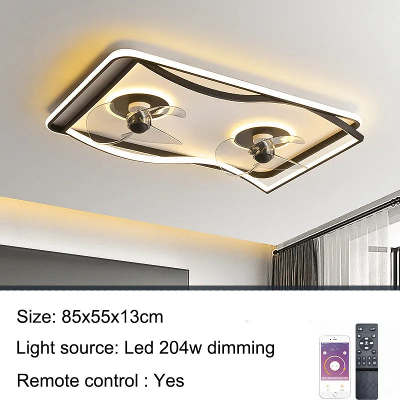 Modern simple lamp package with remote control and mobile app, in black, for bedroom and dining room use