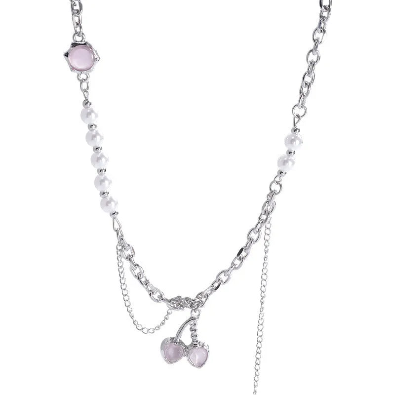 Light luxury clavicle pearl necklace for women with imitation pearl pendant and mother pearl shellfish centre, gold colour, adjustable chain