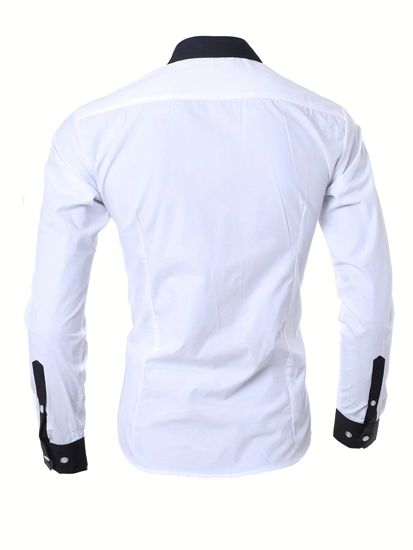 Long-sleeved colour-blocked shirt for teenage men in White with contrasting panels, figure-hugging cut
