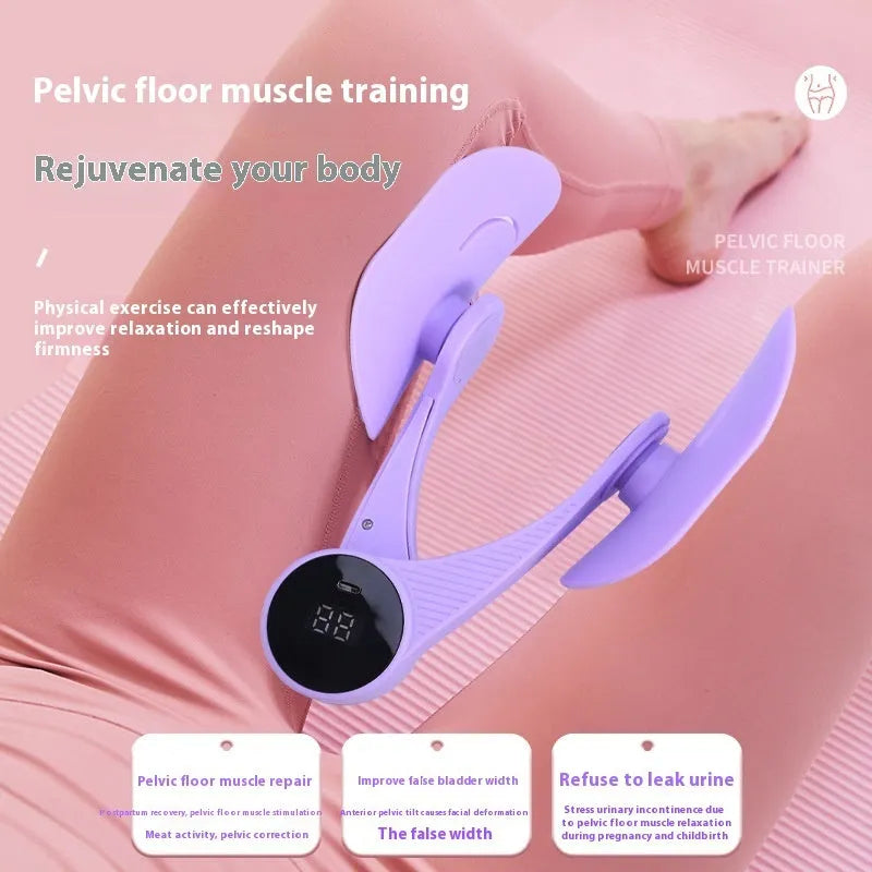 Leg pelvic floor muscle exercise Kegel trainer yoga aid product in taro purple or peach pink counting model
