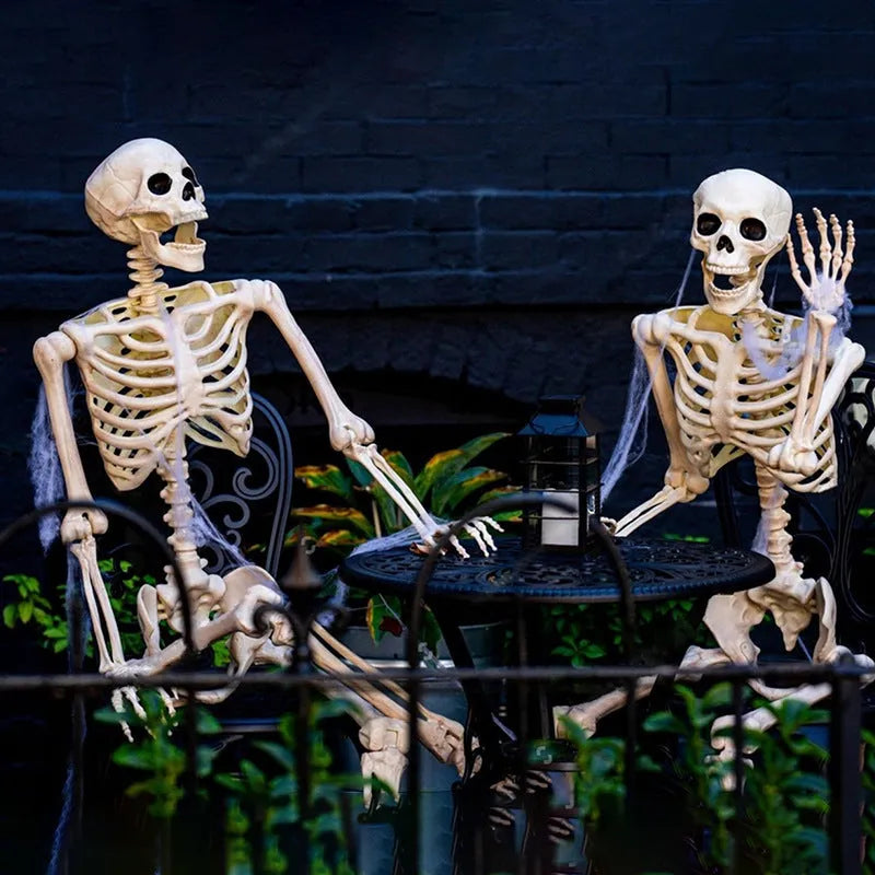 90cm tall poseable plastic skeleton Halloween decoration with detailed skull.