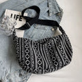 Women's canvas crossbody dumpling bag in ethnic style with three-dimensional pocket