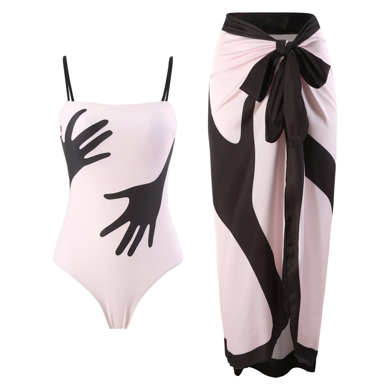 Women's one-piece bikini set with layered tulle skirt in multiple sizes