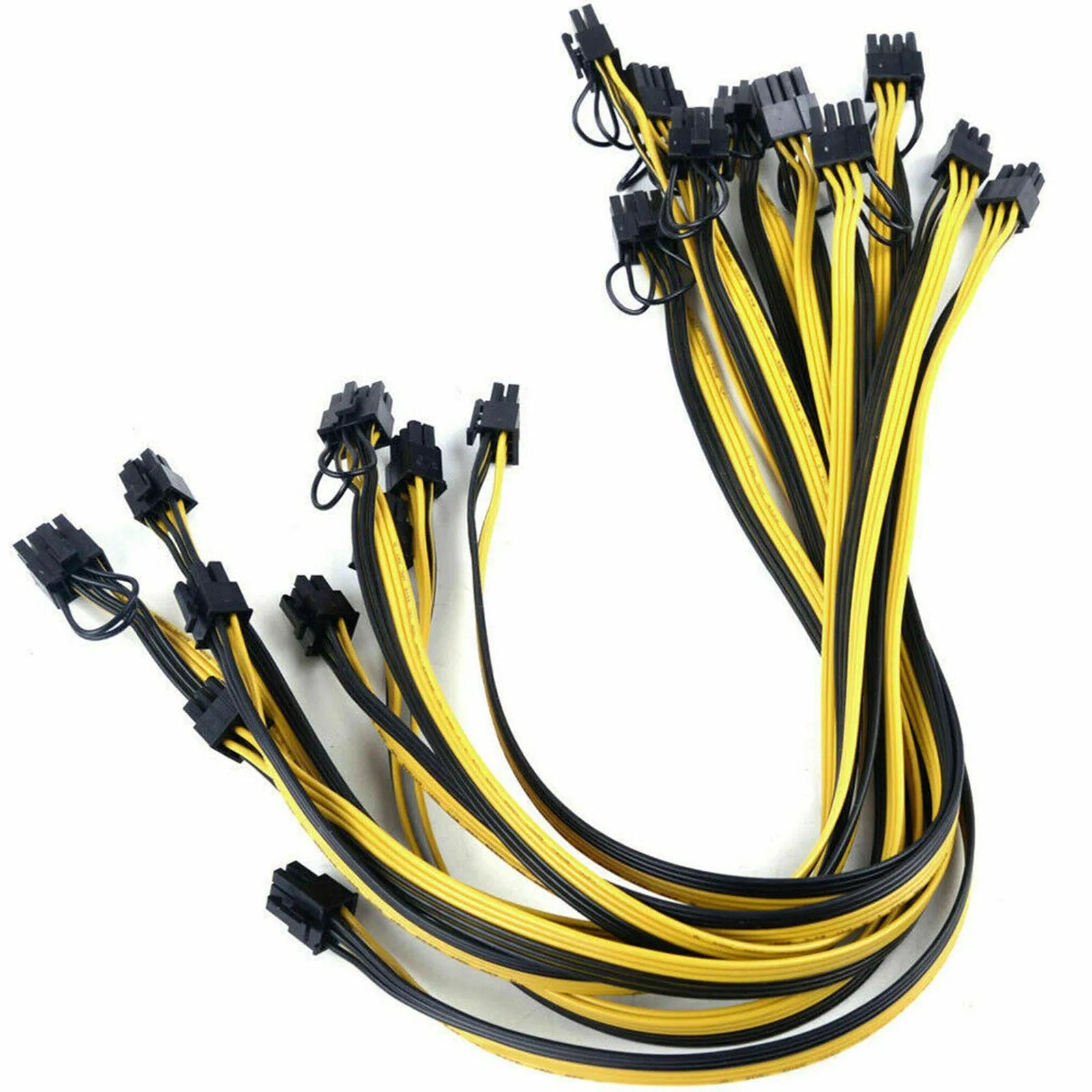 Yellow plastic 6pin to dual 8pin graphics card power supply adapter cable 70cm
