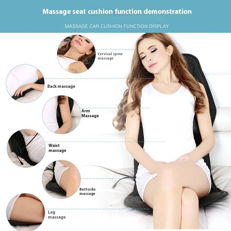 Black heating massage mat with infrared function and adjustable speed control