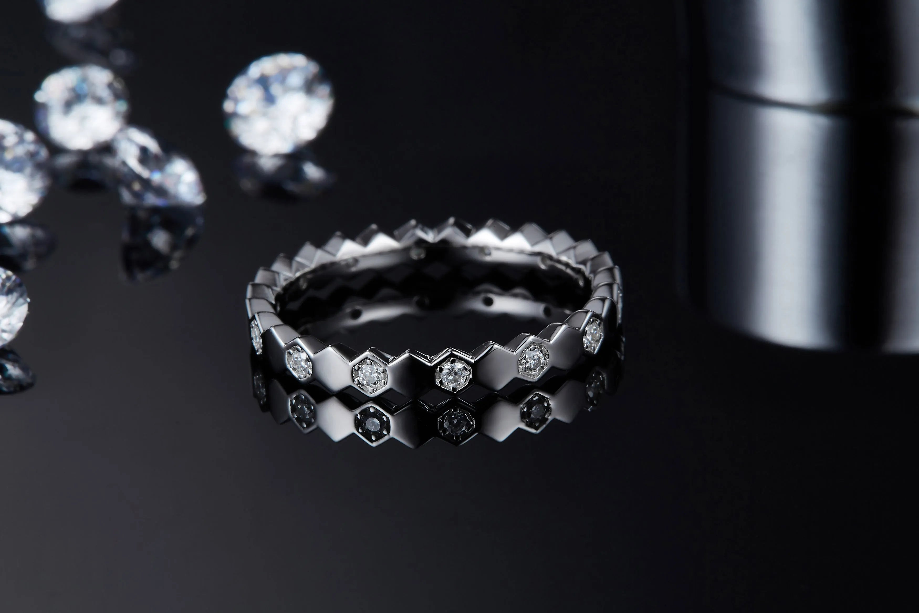 Bee Dance moissanite wedding ring set S925 silver platinum-plated with GRA certificate in gift box, sizes 5-9
