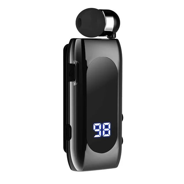 K55 Bluetooth headset in black with collar clip and in-ear design